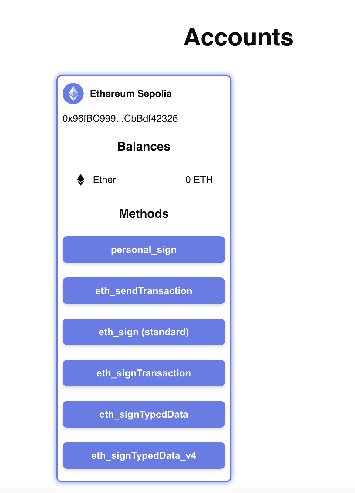 WalletConnect Menu